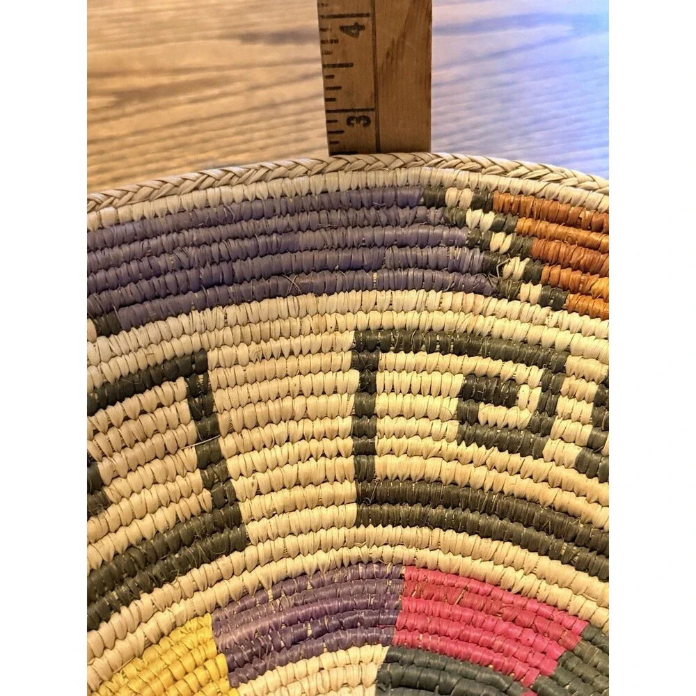 Woven Coil Colorful Basket Tight Weave Herringbone Rim 14